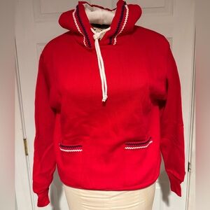 Vintage Red Hooded  Sweatshirt